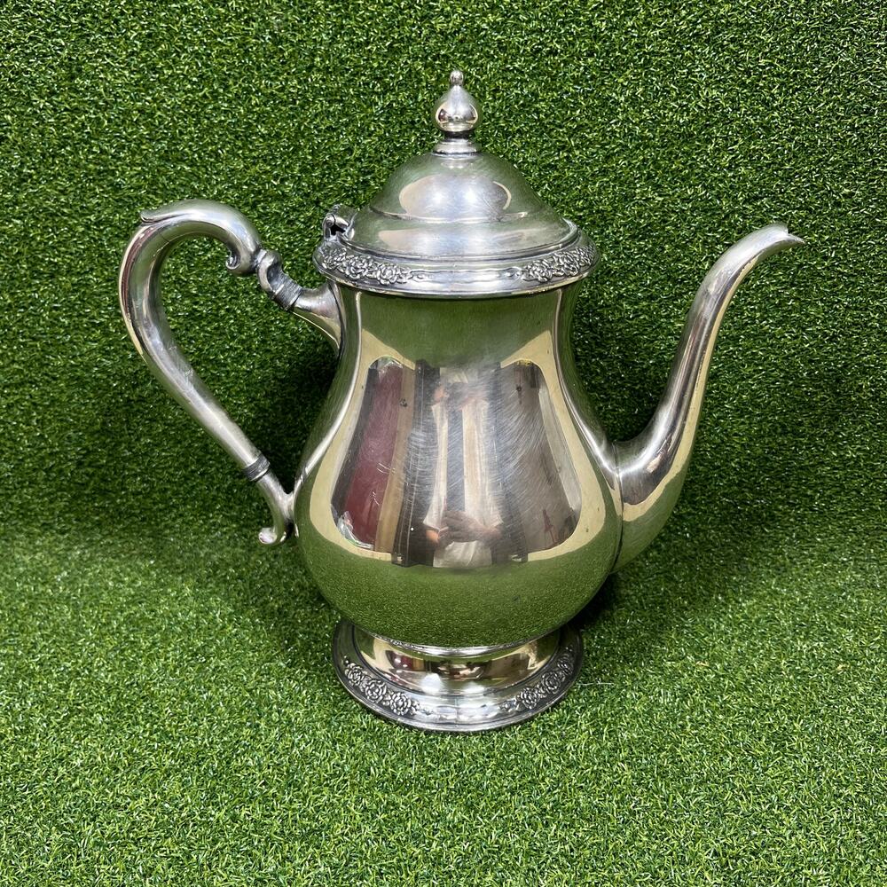 Vintage International Silver Co Camille 6002 Silverplate Teapot Floral 9"